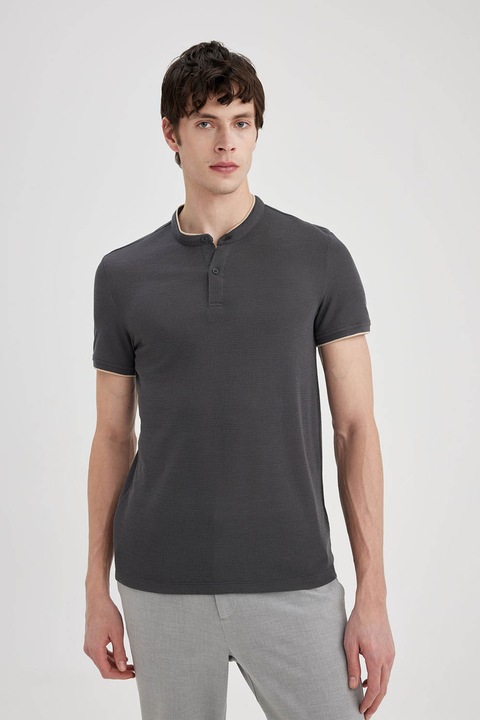 DeFacto, Tricou uni cu guler Mao, Gri