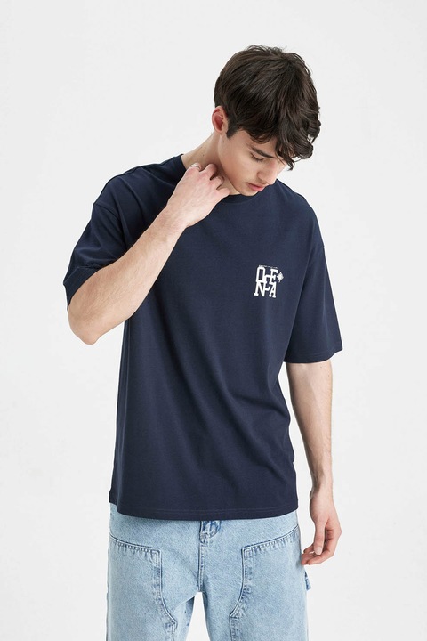 DeFacto, Tricou lejer cu maneci cazute, Bleumarin