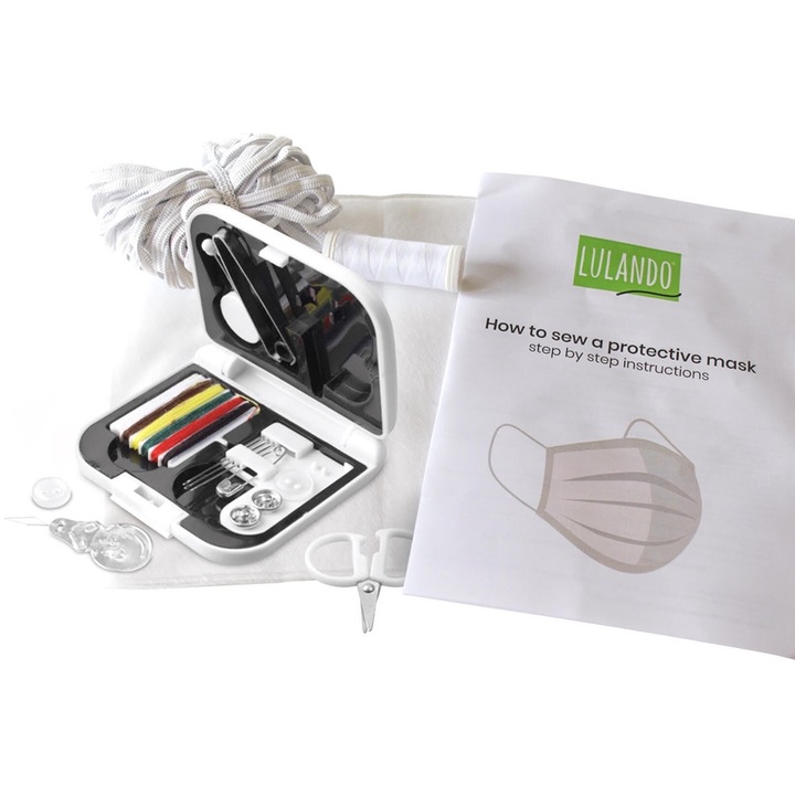 Kit de cusut mini masca creativa Lulando Family Box *9889270 DC, 30 de masti, modele mici, bumbac, multicolor