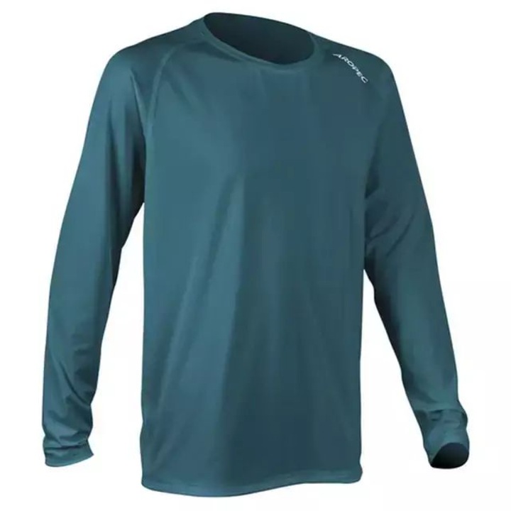 Блуза с пълна UV защита Aropec Loosefit, Зелен, Ликра, UPF50, Зелен/Петролено зелен