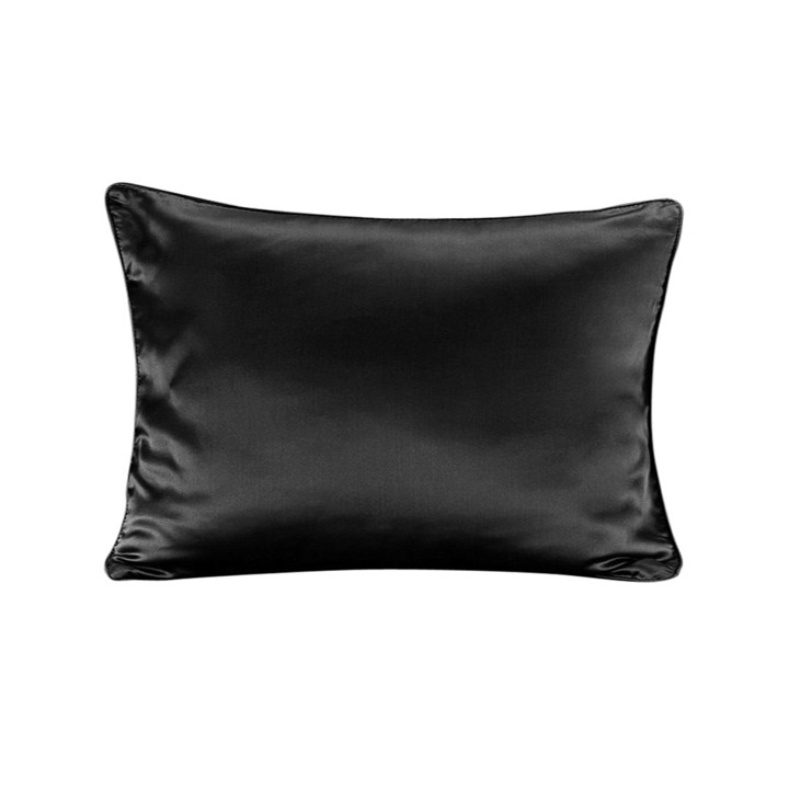 Fete de perna, Malbery, 100% matase naturala de dud de clasa A, 40 x 60cm, Fermoar, Negru