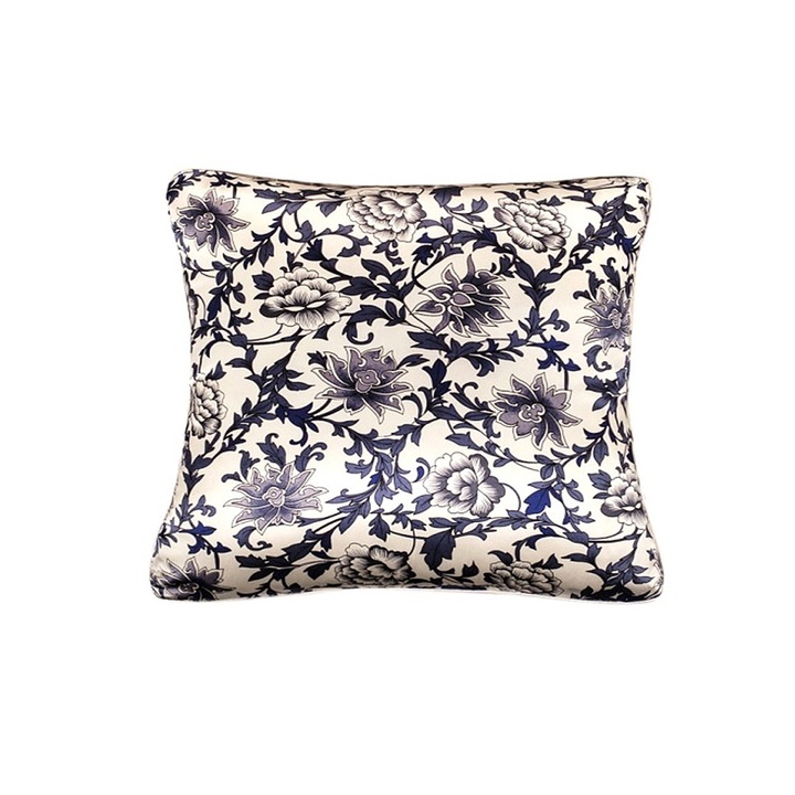 Калъфки за възглавници, Черница, 100% естествена черничева коприна клас А, С шарка, 70 x 80 см, Цип, Керамика