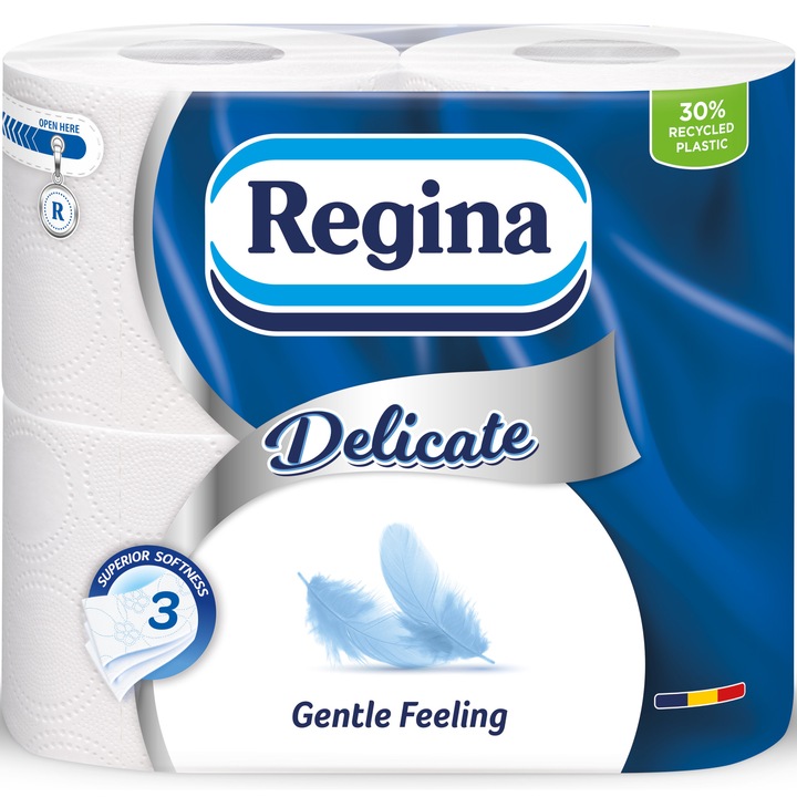 Hartie igienica Regina Delicate Gentle, 3 straturi, 4 role