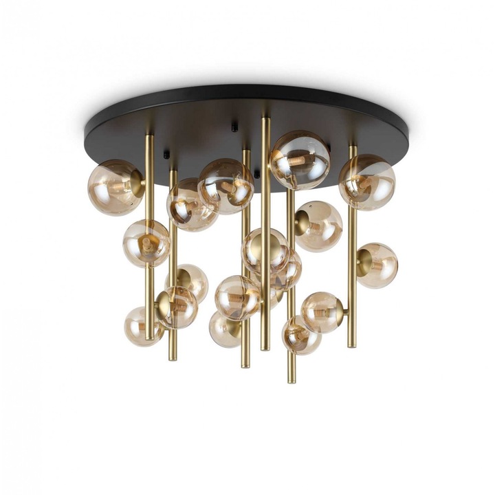 Lustra tip plafoniera PERLAGE PL18, auriu/amber, diametru 75 cm - IDEAL LUX