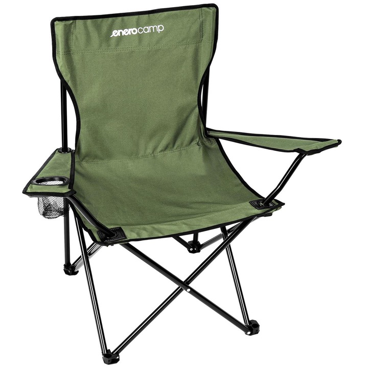 Scaun de camping pliabil, 50x50x80cm, cadru de metal, verde