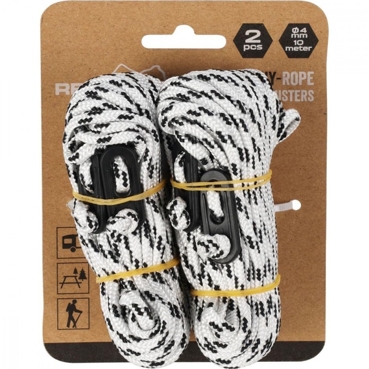 Туристическо въже за палатки, с обтегач 2Х10м redcliffs черно и бяло