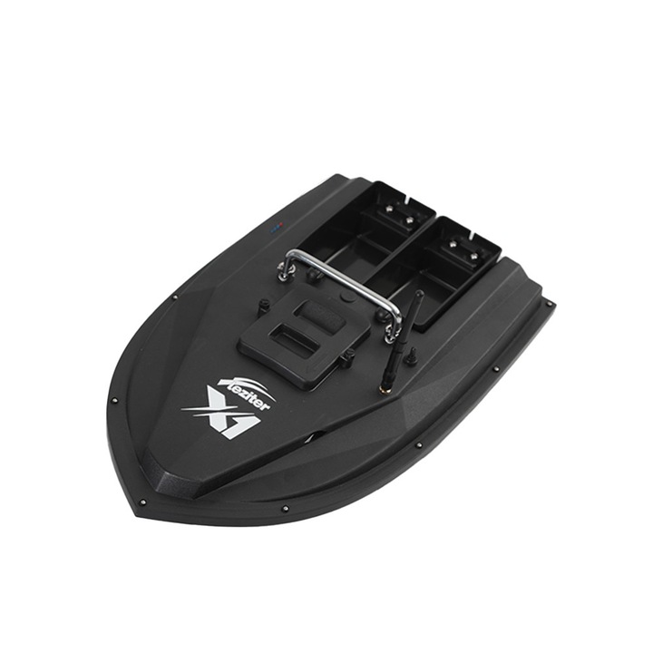 Leziter Etetőhajó X1 GPS+4G hátrakidobós dupla etető rekeszes fekete