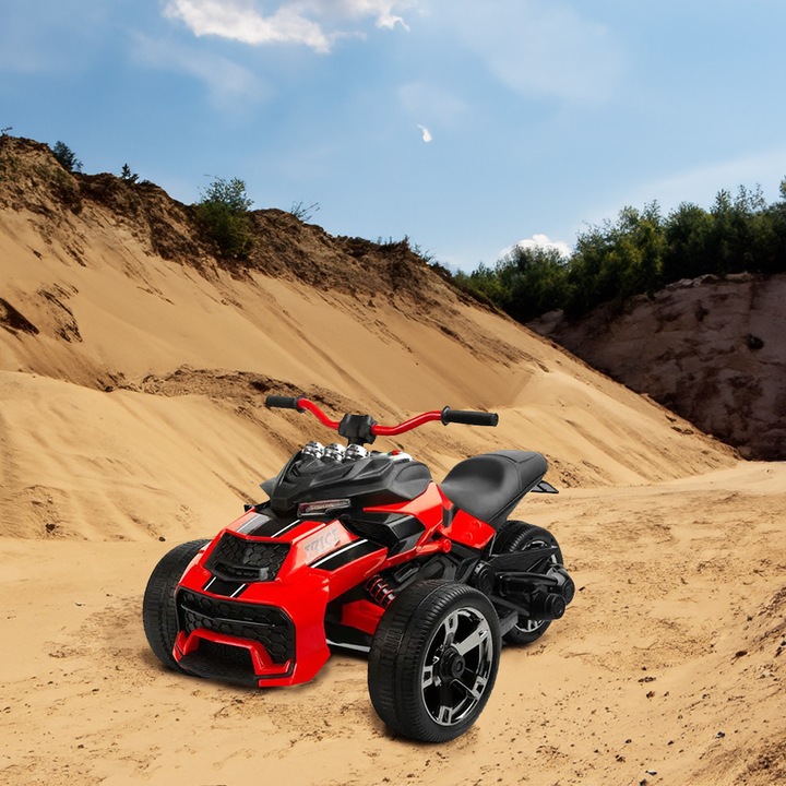 Electric quad Leziter rosu cu 3 roti