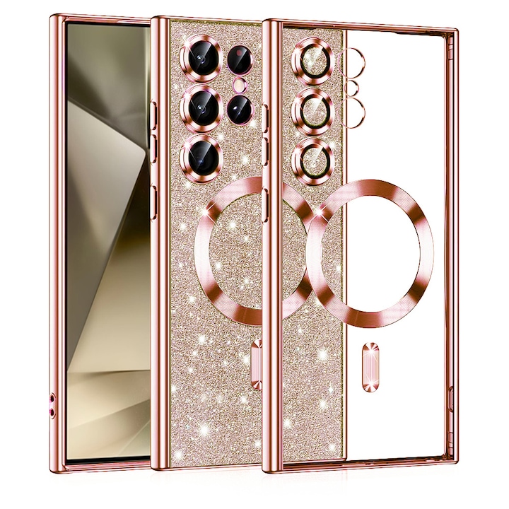 Husa pentru Samsung Galaxy S24 Ultra - Techsuit Luxury Glitter MagSafe - Rose Gold