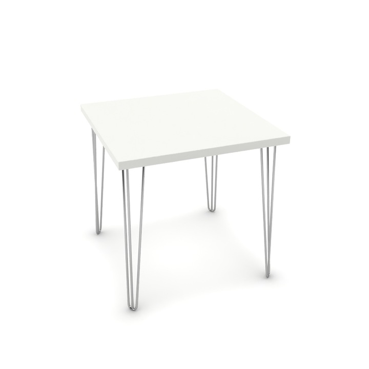 Étkezőasztal - Linga króm lábbal - Alpesi fehér, méret: 75x75x75 cm