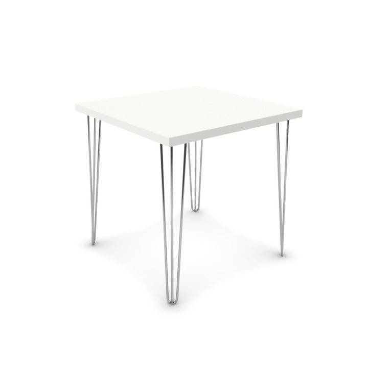 Étkezőasztal - Linga króm lábbal - Alpesi fehér, méret: 75x75x75 cm