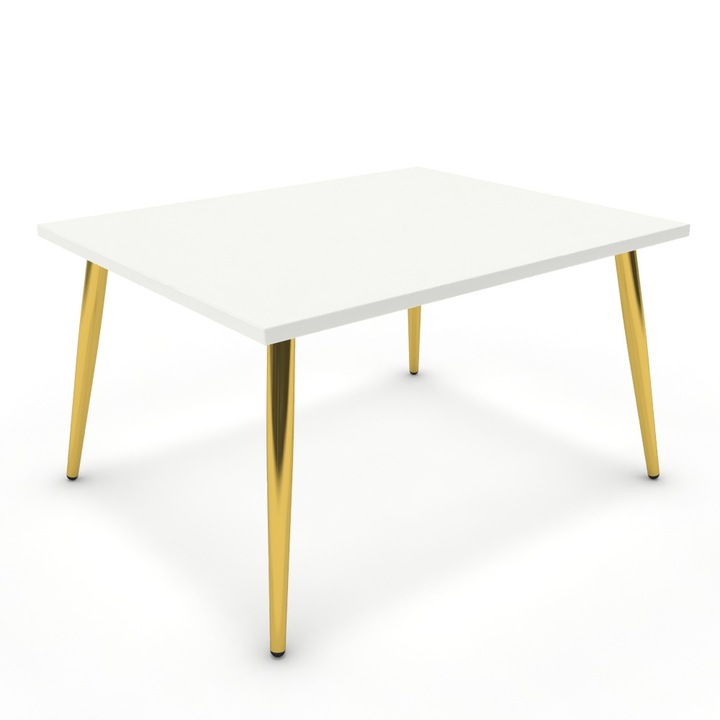 Dohányzóasztal - Manu arany lábbal - Alpesi fehér, méret: 75x60x42 cm
