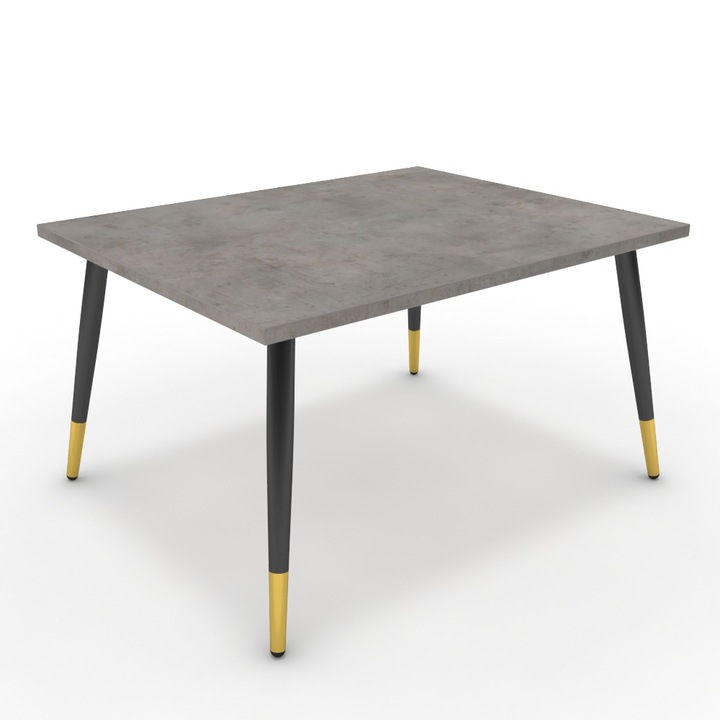 Dohányzóasztal - Manu fekete és arany lábbal - Vil.szürke Chicago beton, méret: 75x60x42 cm
