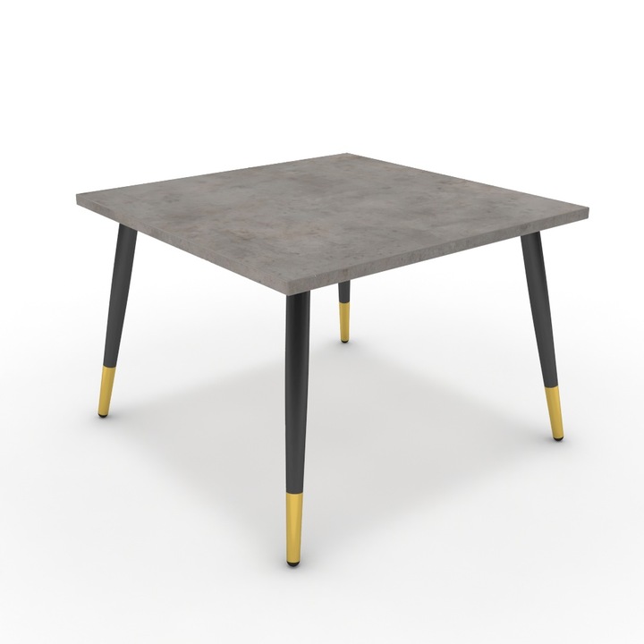 Dohányzóasztal - Manu fekete és arany lábbal - Vil.szürke Chicago beton, méret: 60x60x42 cm