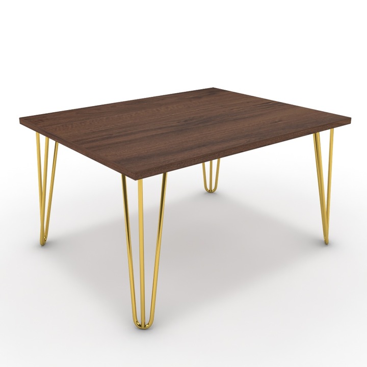 Dohányzóasztal - Linga arany lábbal - Mogyoró, méret: 75x60x42 cm