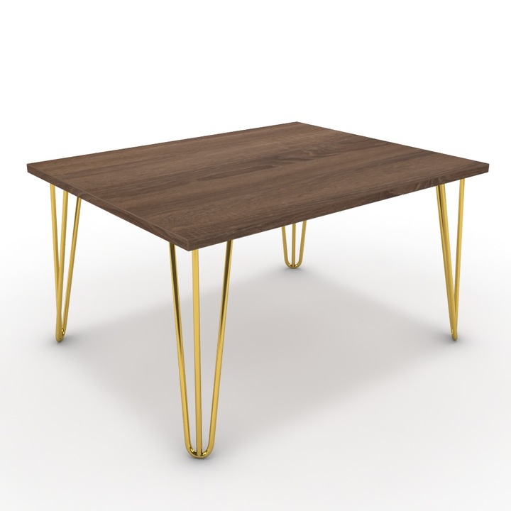 Dohányzóasztal - Linga arany lábbal - Barna sonoma tölgy, méret: 75x60x42 cm