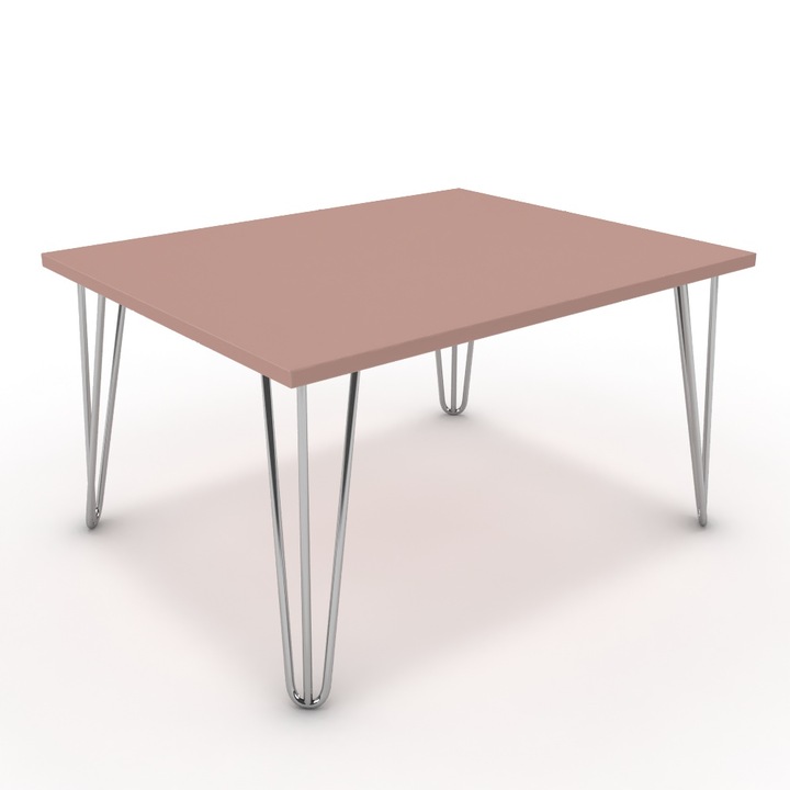 Dohányzóasztal - Linga króm lábbal - Antik rózsaszín, méret: 75x60x42 cm