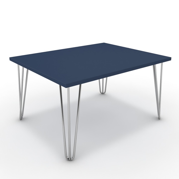 Dohányzóasztal - Linga króm lábbal - Tiroli kék, méret: 75x60x42 cm