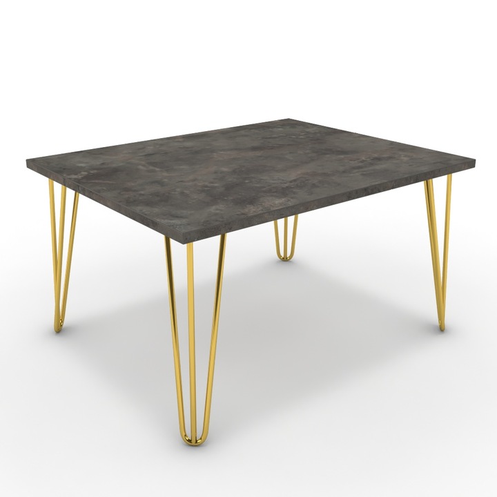 Dohányzóasztal - Linga arany lábbal - Antracit metal rock, méret: 75x60x42 cm