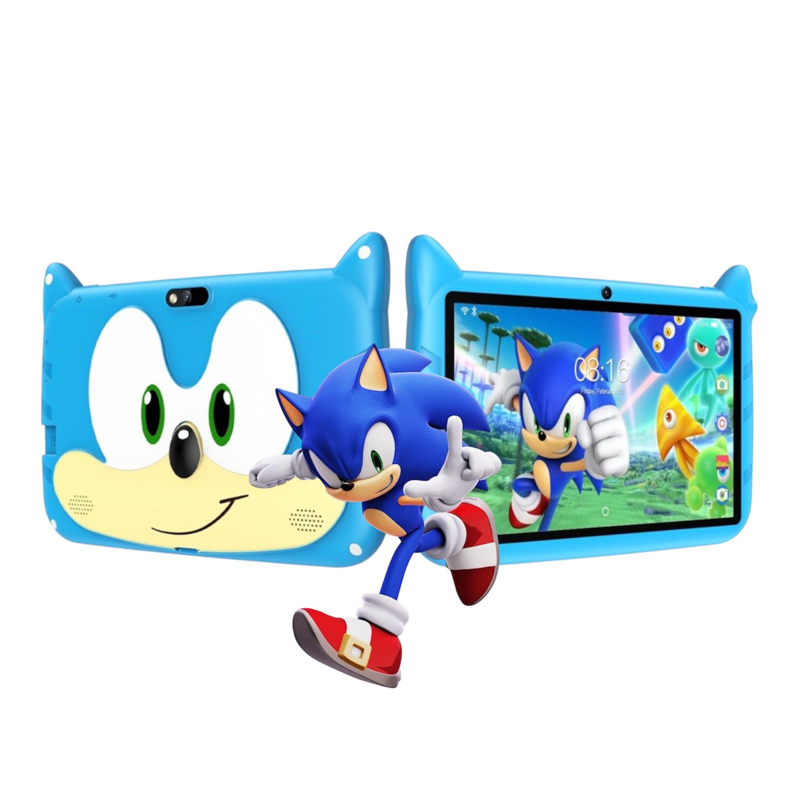 Tableta Educationala pentru Copii 7 Inch e-Wantay®, Android, Sonic, 3-12 ani, 2GB RAM, 32GB ROM, Camera Foto Dubla, Bluetooth, WiFi, Carcasa Rezistenta, Folie de Protectie + Stilou + 5 Jucarii Educationale, Albastra
