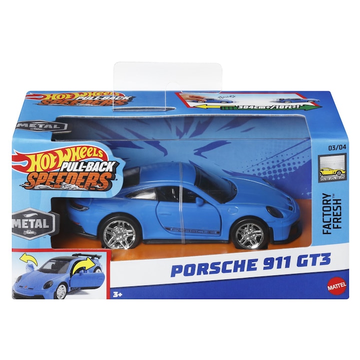 ΠΠΎΠ»ΠΈΡΠΊΠ° Hot Wheels Pull Back - Porsche 911 GT3, 1:43