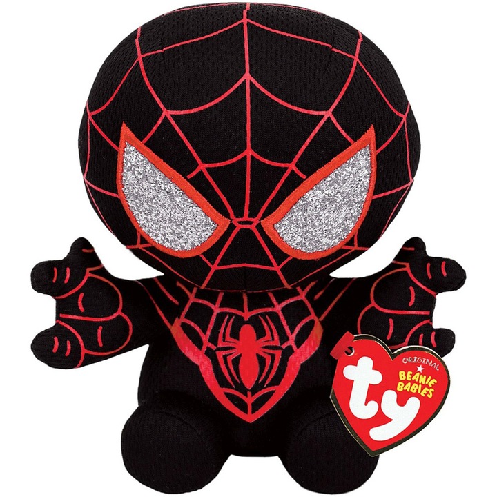 Плюшена играчка Ty Beanie Babies - Spider-Man, Miles Morales, 15 см