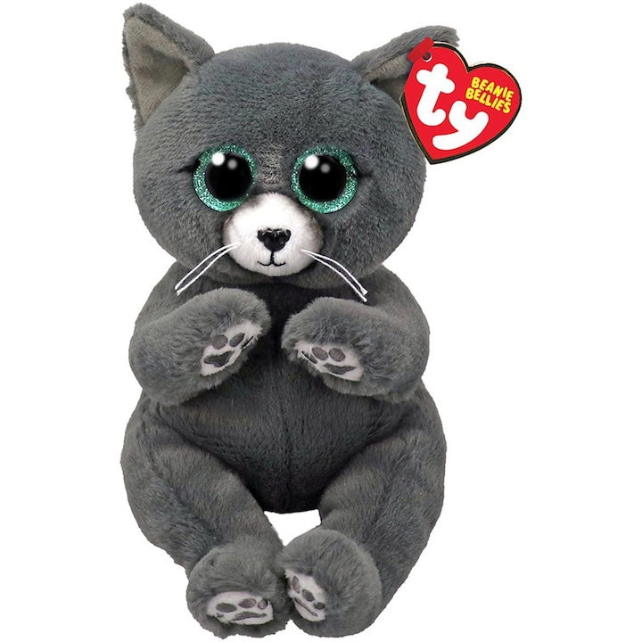 Plüss játék Ty Beanie Bellies - Orosz kék cica, Binx, 15 cm