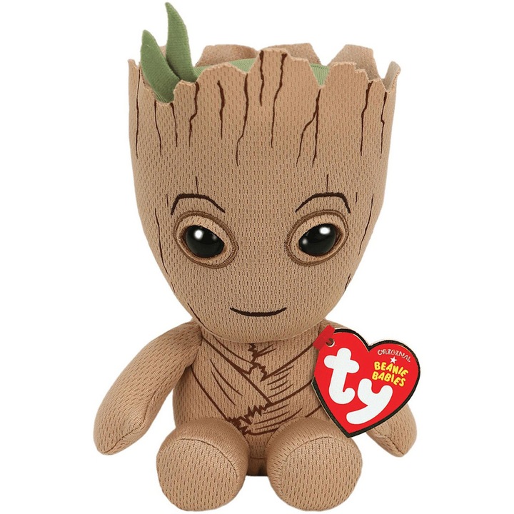 Плюшена играчка Ty Beanie Babies - Marvel, Groot, 15 см