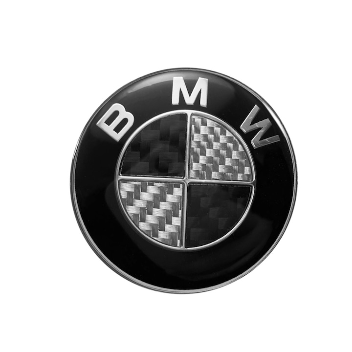 Emblema BMW, Tip Autocolant, pentru Volan AutoSSF ®, Metalica, 45mm, Carbon