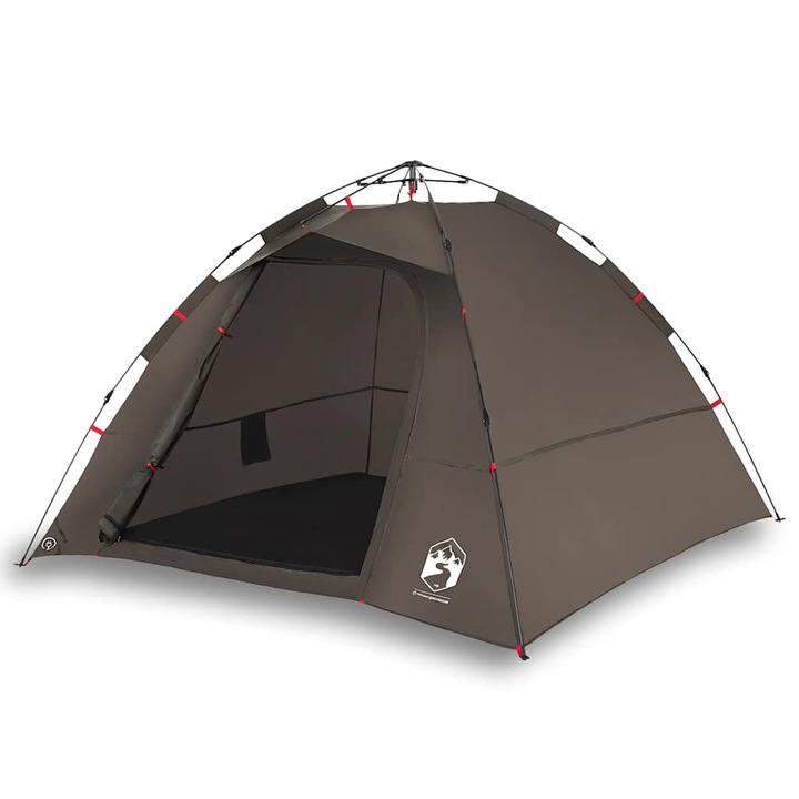 Cort de pescuit pentru 4 persoane vidaXL, maro, setare rapida, 3.85 Kg
