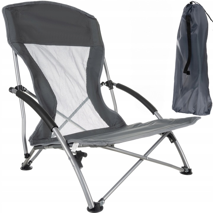Сгъваем къмпинг стол, Zola, транспортна чанта, метална конструкция, максимално поддържано тегло 100 кг, 69 х 50 х 55 см, сив