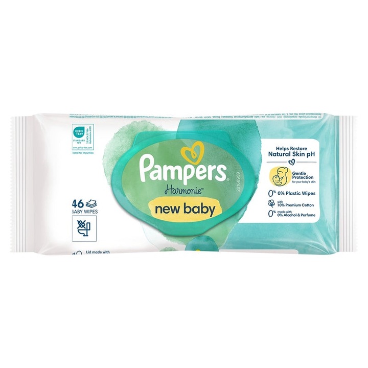 PAMPERS Harmonie New Baby Aloe, servetele umede pentru copii - 1 * 46