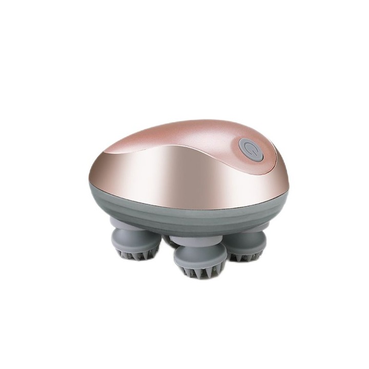 Aparat de masaj scalp, Masaj portabil pentru zgarierea capulu, Capete de silicon, 3 viteze, IPX7, 1150mAh, Potrivit pentru animale de companie, auriu