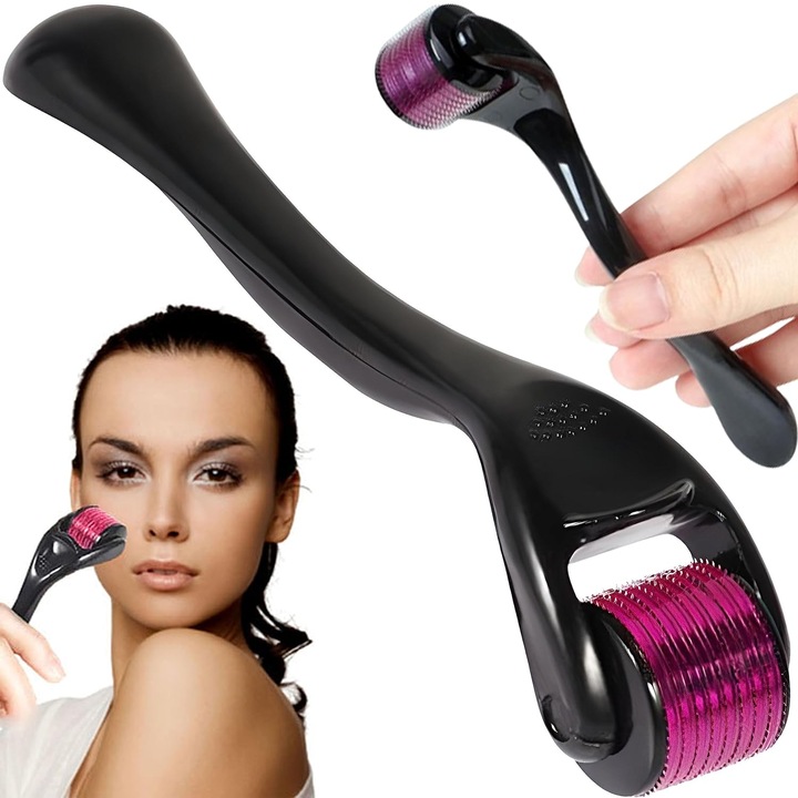 Dermaroller, arcroller, 540 ace, 0,25 mm, LRTM, mâner modern negru