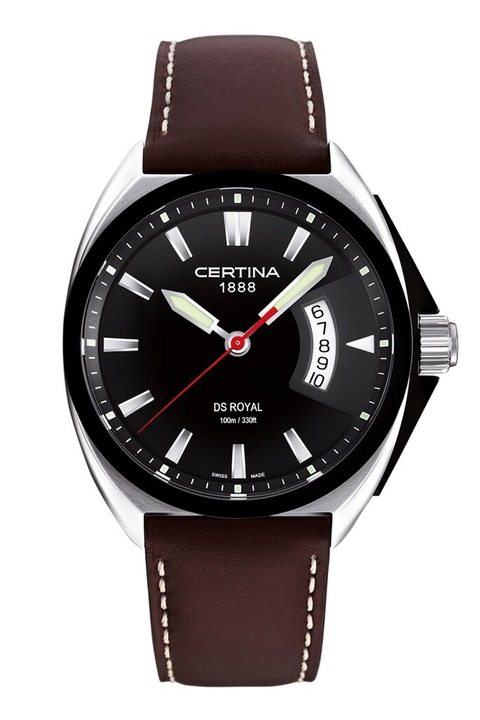 Certina, Аналогов часовник с кожена каишка, Тъмнокафяв