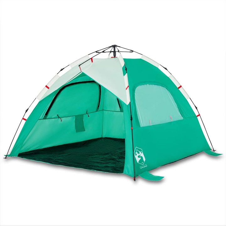 VidaXL 3 személyes tengerzöld vízálló felugró strandsátor 201 x 197 x 142 cm 2.55 kg