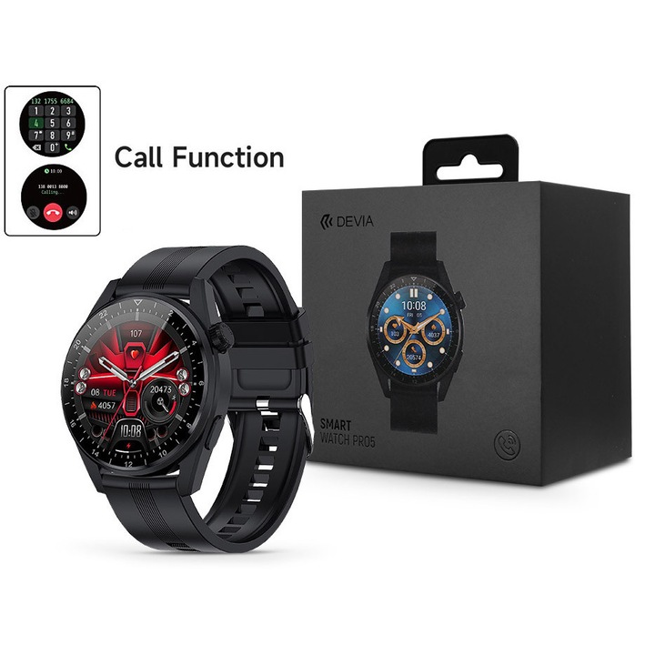 Devia Smart Watch Pro5 okosóra pótszíjjal - fekete