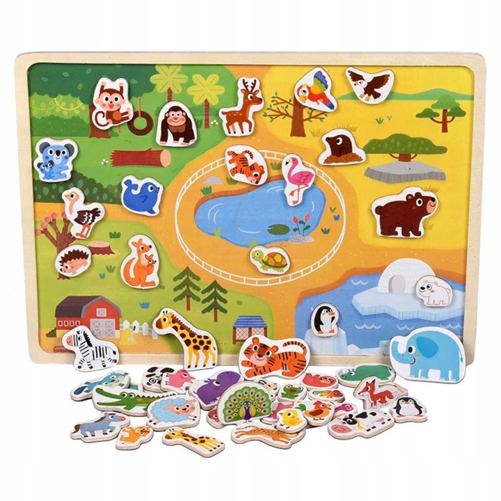 Puzzle magnetic Luxma, animale, 51 piese, multicolor, 29x21x1cm