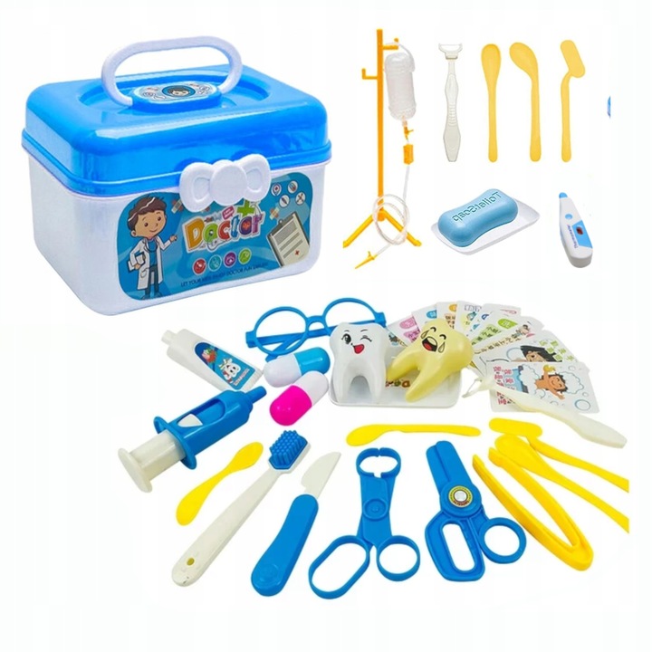 Set de joaca doctor, Luxma, 39 piese, cu stetoscop, multicolor, 3+ ani