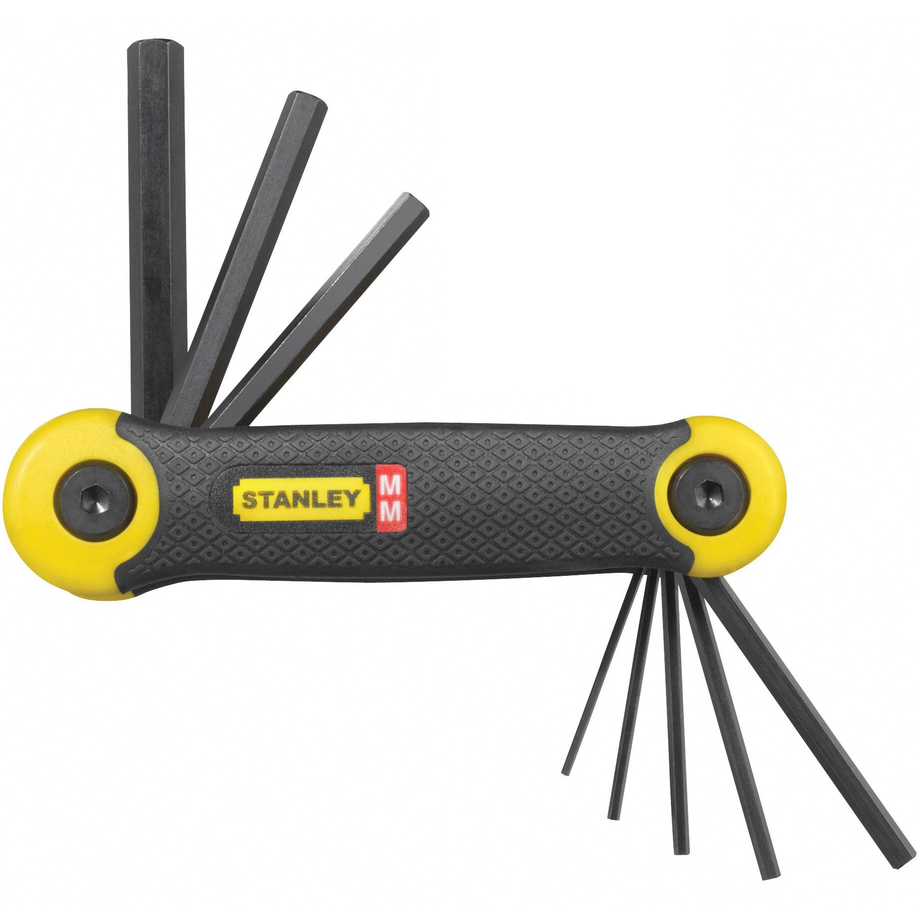 Set pliabil de chei hexagonale imbus Stanley 2-69-264, 8 piese, 1.5mm - 8mm, cu maner bimaterial pentru confort, finisaj fosfat negru pentru durabilitate, margine tesita pentru a g