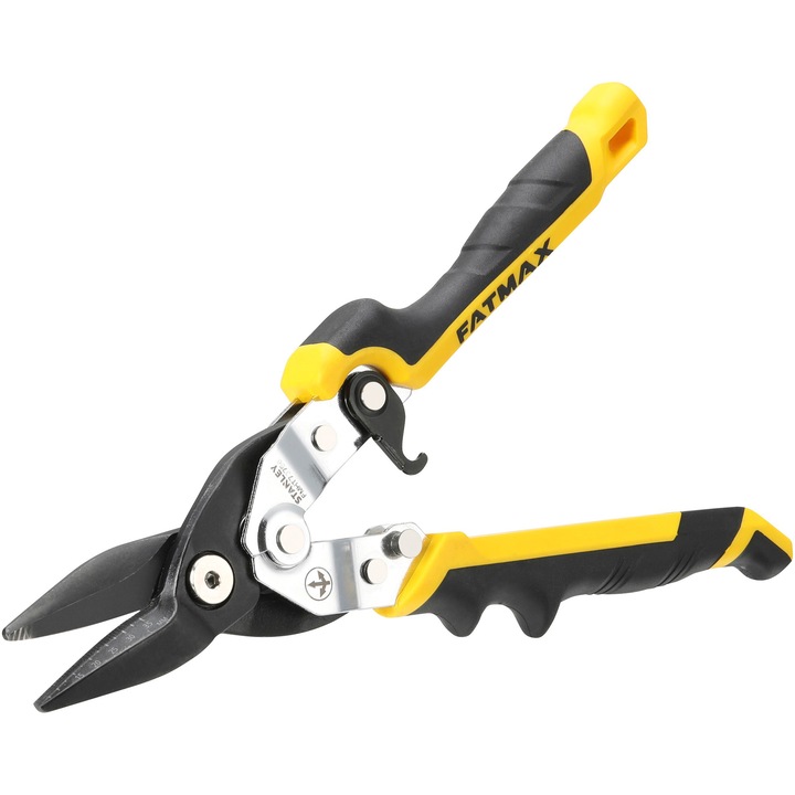 Ножица за рязане на метал Stanley FatMax FMHT73756-0, Дясна, Автоматично освобождаване на ключалката - работа с една ръка, Цветна и неплъзгаща се дръжка от два материала: лесна за разпознаване, С удобни и контролирани срезове