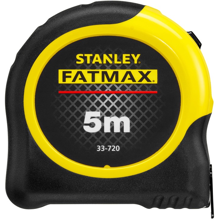 Ruleta 5 m Stanley FatMax 0-33-720, Bladearmor si acoperire Mylar, maner captusit, rezistenta la soc, reduce ruperea benzii cu 90%, lama rigida pana la 3.5m, clip de centura, carcasa cu elastomer pentru confort