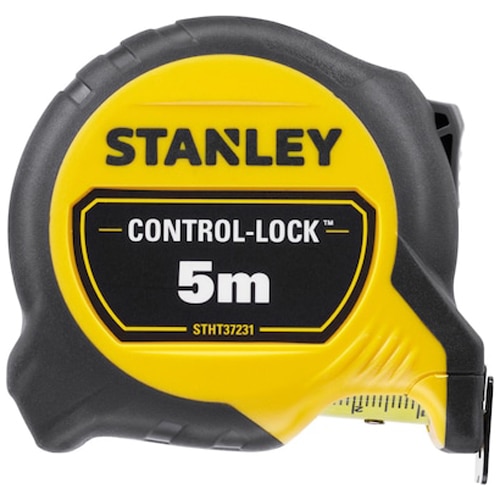 Ruleta 5 m Stanley Control-Lock STHT37231-0, 25mm latime, frana de deget integrata pentru control superior si durabilitate marita, imprimare pe ambele fete ale lamei pentru masurat