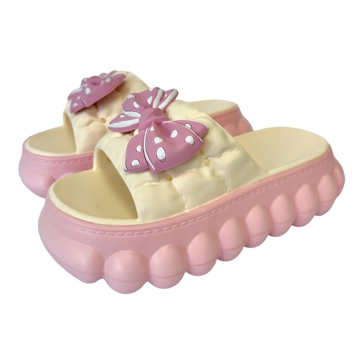 Papuci de plaja dama cu talpa groasa, roz, PD58, Roz, 39-40