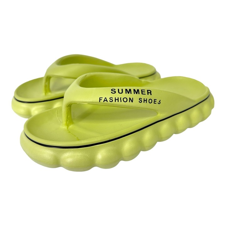 Papuci de plaja dama cu talpa groasa, verde, PD56, Verde, 40-41