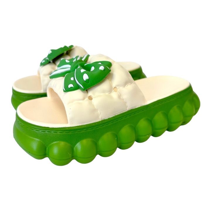 Papuci de plaja dama cu talpa groasa, verde, PD61, Verde, 35-36