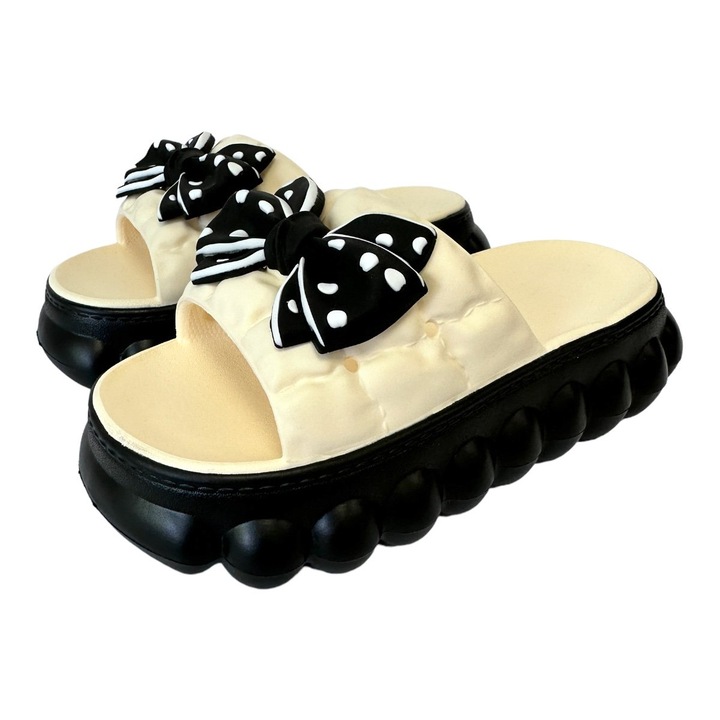 Papuci de plaja dama cu talpa groasa, negru, PD60, Negru, 39-40