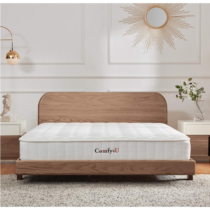 Matrac, belső rugós, Comfy4U, 4GE, 135x190x23 cm, vegyes, habszivacs, kötött, tűzálló, fehér, közepes keménységű