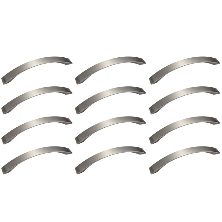 Set 12 manere mobila din aluminiu, lungime 125mm, distanta gauri 96 mm cu suruburi de fixare