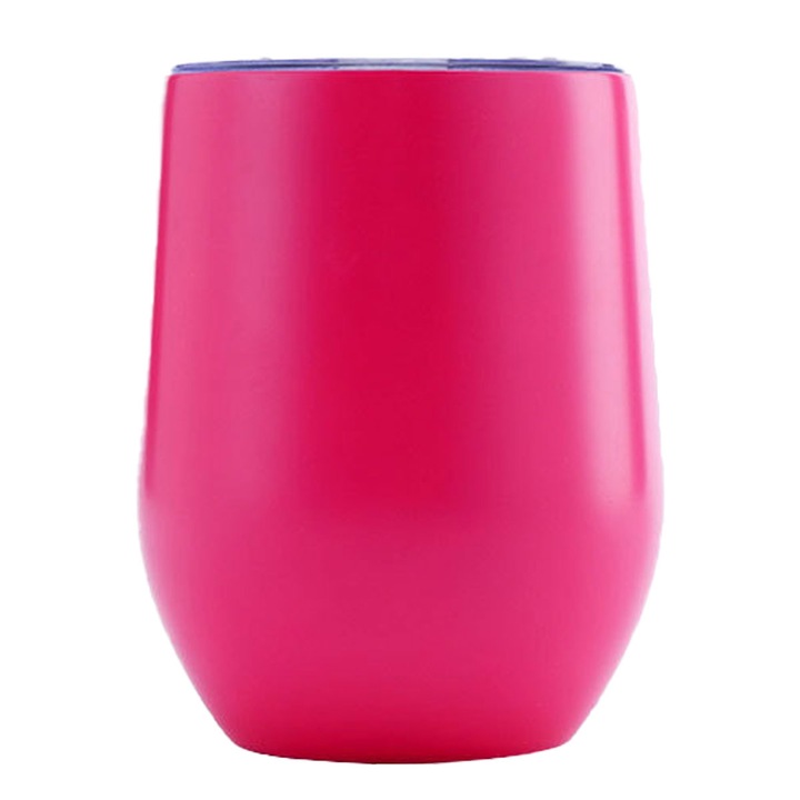 Cana termoizolanta, Inox, Forma ou, 350 ml, 11.5 x 9 cm, Roz